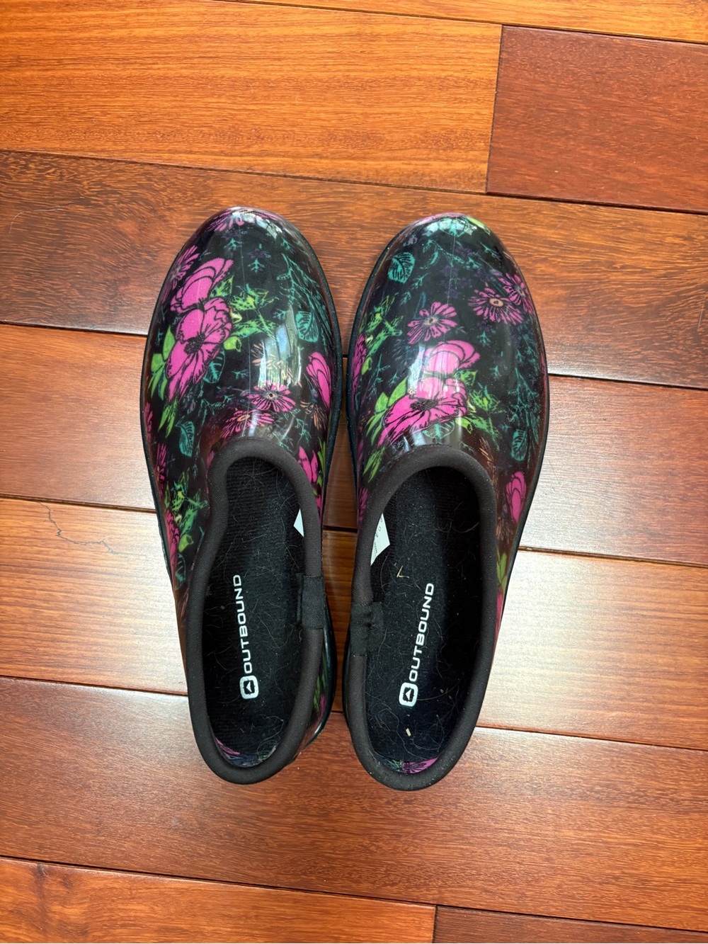 Outbound Women's Floral Waterproof Slip-On Clog - Black & Pink